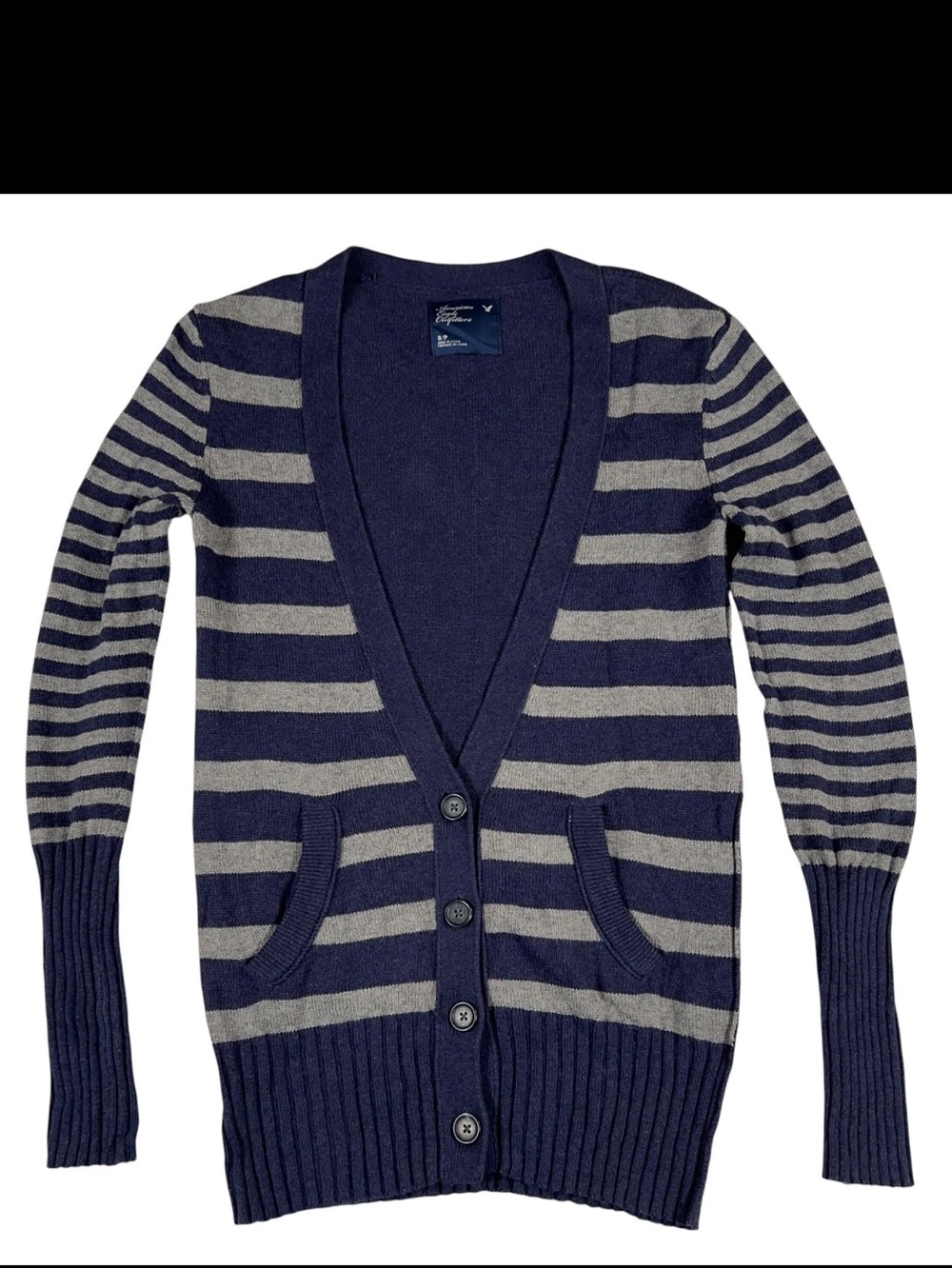 VTG American Eagle Striped V-Neck Cardigan Sweater Womens Small Bella Swan